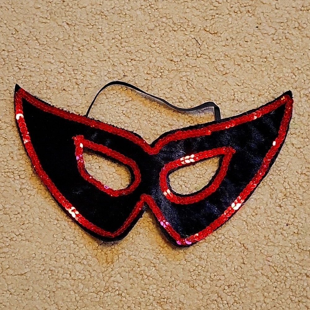 Soft Black & Red Sequin Mask